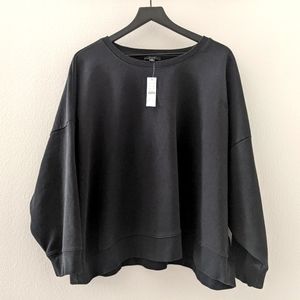 NWT 3X J.Crew Black University Terry Logo Sweatshirt